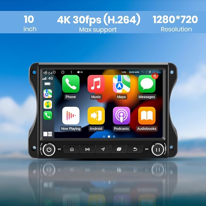 Android 13 Car raido for Jeep Wrangler JL & Gladiator JT 2018-2022, Qualcomm [4GB+64GB] 10 inch Touch Screen Jeep Stereo with Wireless Carplay & Android Auto, GPS/AM/FM/5G WiFi/USB/Bluetooth 5.0/ LTE