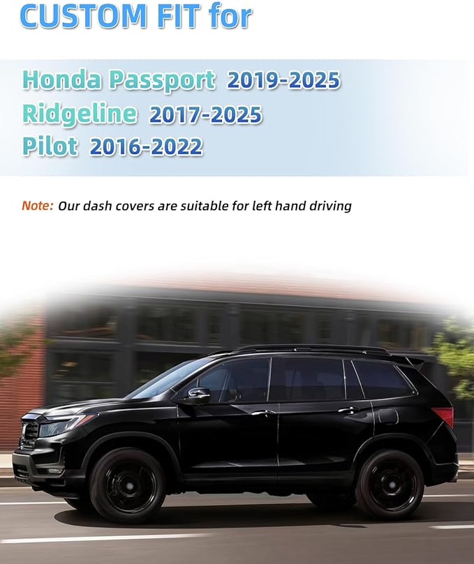 SKYLOTEC Dash Cover Compatible with Honda Passport 2019-2024 2025/Ridgeline 2017-2025/Pilot 2016-2022 Accessories Nonslip Dashboard Mat Center Console Protector Pad