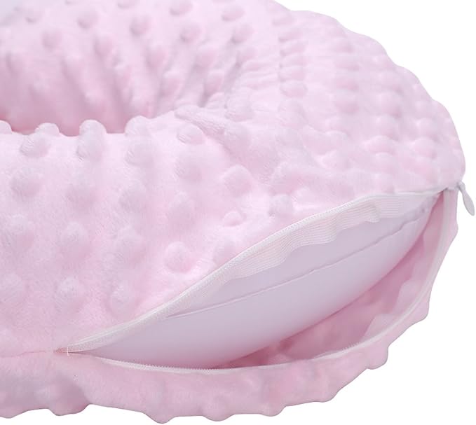 Neck Pillows Kids Travel Pillow Inflatable Head Support Pillow Cute Cozy U Shape Neck Pillow for Car Seat Airplanes Train Soft Washable Chin Neck Support Pillow for Toddler Boys Girls (Pink)