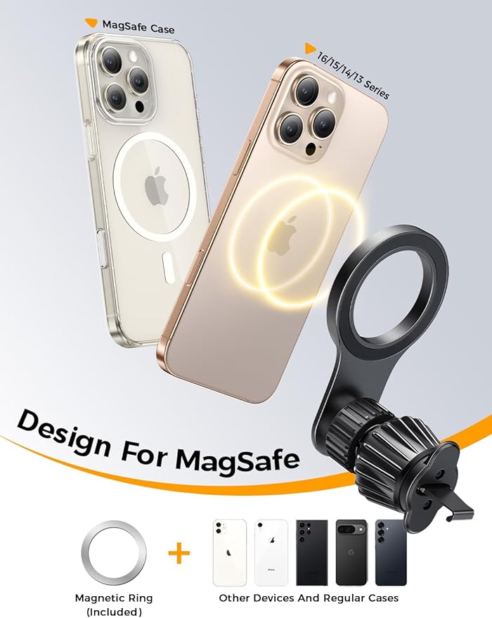 MAGIC JOHN for iPhone 17 Pro Max MagSafe Car Mount, Air Vent Phone Holder Car, [Super Magnetic] Magnetic Car Phone Mount Dash, Cell Phone Holders for Your Car Accessories fit iPhone 16 15 14 13