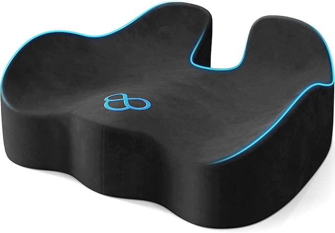 Seat Cushion with Carry Handle, Memory Foam for Tailbone/Sciatica Easing, Chair Cushions for Cars, Desks, Office Chair Cushion with Non-Slip Design, Ideal for Post-Surgery Recovery (Grey)