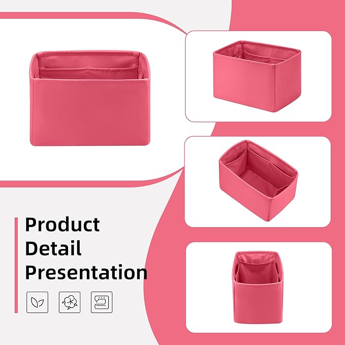 DGAZ Silk Purse Organizer Insert Fits LV Speedy 16/20/25/30/35/40/45 bags，Silky Smooth Bag Organizer，Luxury Handbag & Tote Shaper(Rose lipstick,SP30)
