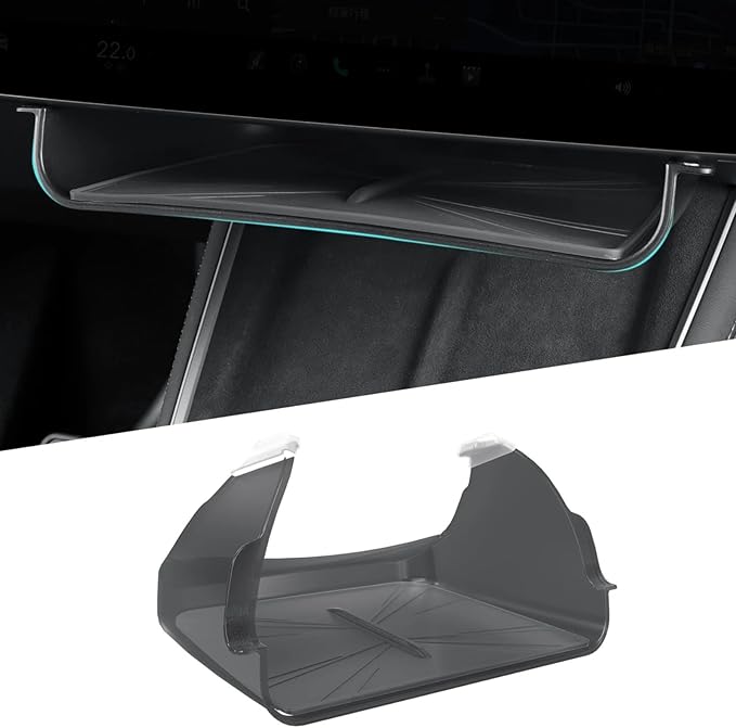 Under Screen Storage Compatible with 2025 2026 New Tesla Model Y Juniper & Model 3 Highland Center Console Organizer Tray Hidden Compartment Hanging Box Interior Accessories - ABS, Black
