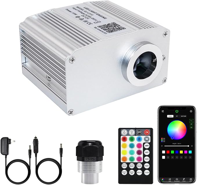 AMKI 10W Twinkle Sound Mode RGBW Light Source Engine Driver Remote/APP Control Starlight Box Motor for Fiber Optic Star Ceiling Light Kit