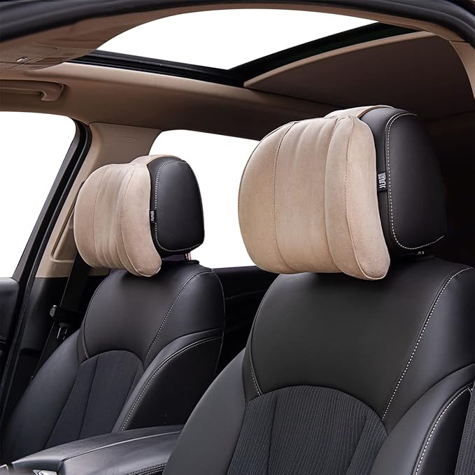 Car Headrest Pillow Soft Suede Fabric Memory Foam Car Neck Pillow Ultimate Comfort and Support for Driving and Travel
