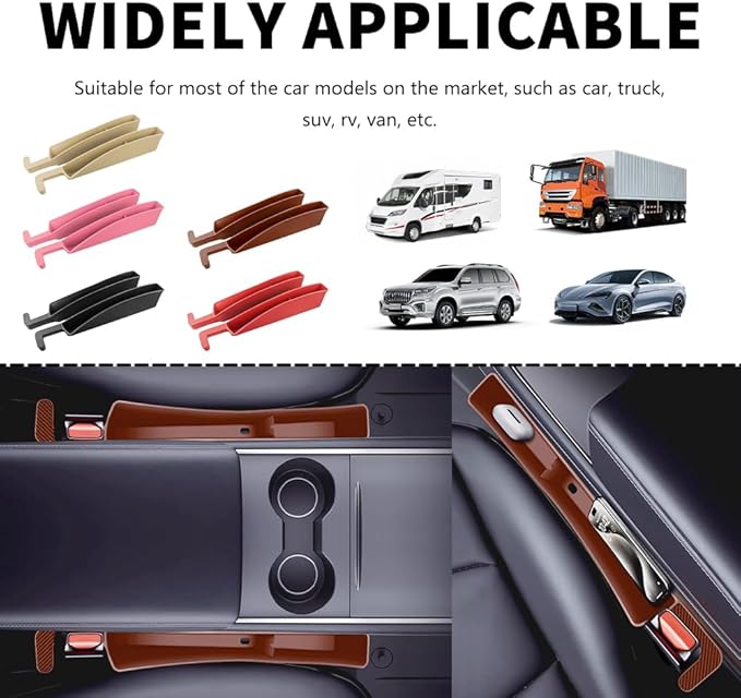 Stacool 2PCS New Car Seat Gap Filler with 2 Storage Areas,Stylish Car Seat Gap Storage for Stabilizing Phone,Keys Wallet,Universal Car Seat Gap Filler Organizer (Carbon Brown)