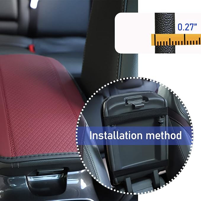 Ziciner Leather Car Center Console Armrest Pad, PU Waterproof Auto Seat Box Cover Protector, Hand Rest Cushion Protection Pad, Vehicles Interior Accessories Universal for Car,SUV (Wine Red)