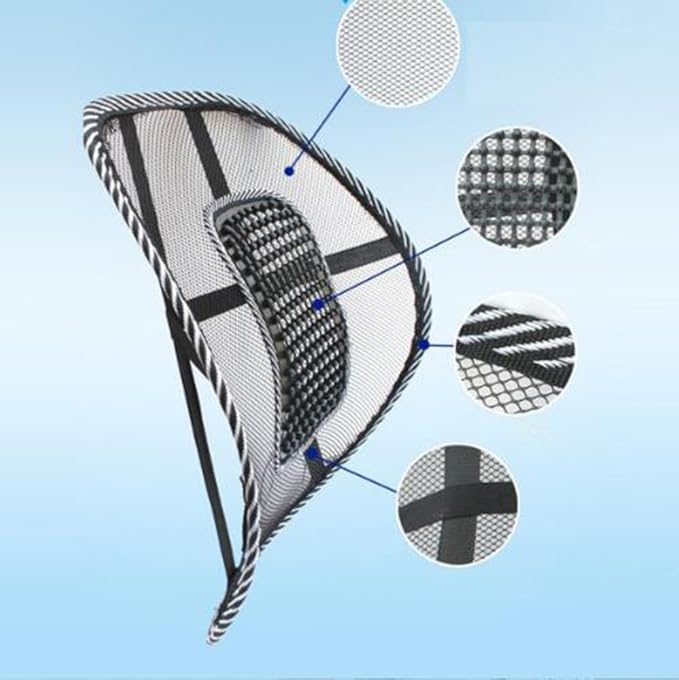 Car Seat Chair Massage Back Lumbar Support Mesh Ventilate Cushion Pad Auto Seat Cushion Home Office Waist Breathable Density Mesh for Back Pain and Poor Posture Fits to All Chair