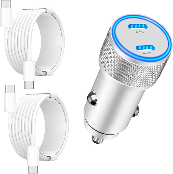 [Apple MFi Certified] iPhone 17 Car Charger Fast Charging, Linocell 90W Dual PD Power Cigarette Lighter USB-C Car Charger with 2Pack Type-C Cord for iPhone 17/17 Pro Max/16 Pro/15/Galaxy S26/S25/Pixel