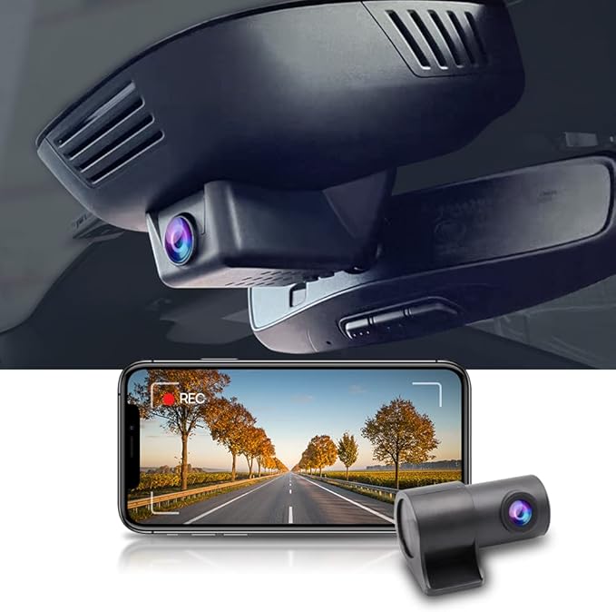 Fitcamx 2K Dual Dash Cam Suitable for Volvo XC40 & XC40 Recharge B4 B5 T4 T5 P8 (Model B), OEM Style, Front 1440P+Rear 1080P HD Video, Loop Recording, WiFi & APP, G-Sensor, Easy to Use, 64GB Card