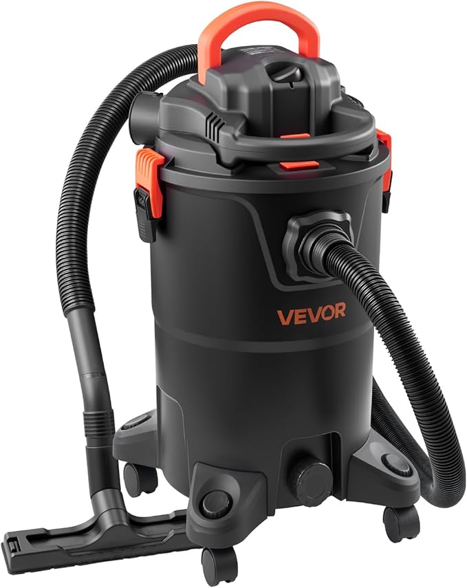 VEVOR 3-in-1 Shop Vac, 8 Gallon Wet Dry Shop Vacuum, 4.5 Peak HP Portable Vacuum Cleaner with Blower, Dual-Filter, 950W Input Power, 1.25in x 7ft Hose, 9.8ft Cord for Jobsite, Workshop, Garage, Home
