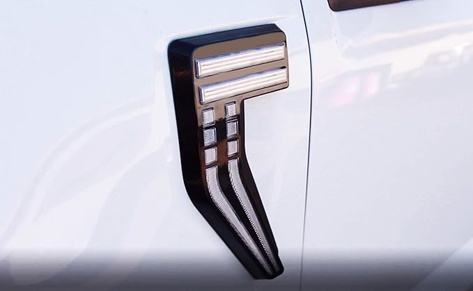 iJDMTOY Clear Lens White/Amber Full LED Illuminated Fender Side Marker Lights Compatible with 2021-up Gen14 Ford F-150 Truck (Excluding Raptor)