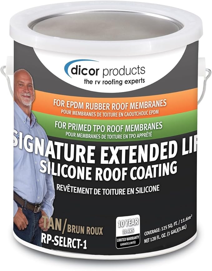 Dicor RP-SELRCT-1 Signature Extended Life RV Roof Coating - Brown - Ideal for Protecting and Extending the Life of RV Roofs