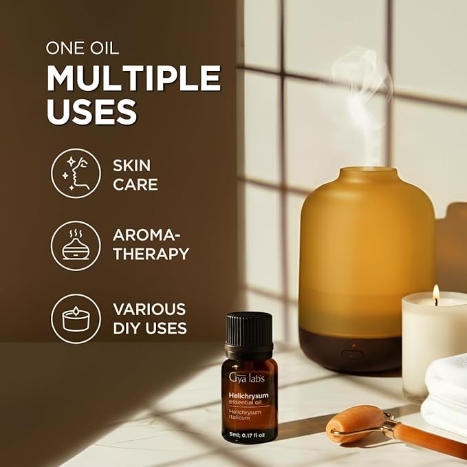 100% Pure Helichrysum Essential Oil - 0.17 Fl Oz - Helichrysum Oil for Hair, Skin, Diffuser, Aromatherapy & DIY Candle Making Scent