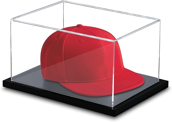 Hat Display Case, Clear Acrylic Baseball Cap Display Stand, UV Protection Hat Case Showcase with Hat Shaper for Collectors and Signed Memorabilia, No Assembly Required