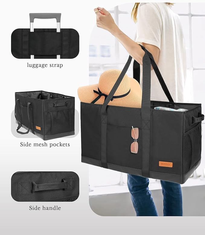 WONDAY Extra Large Utility Tote Bag - Standing Reusable Grocery Bag with Handle