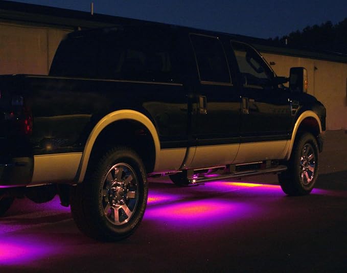 iJDMTOY Universal Fit 4pc Set 7-Color RGB Color Changing LED Under Car Glowing Accent Lighting Kit w/Adjustable Setting