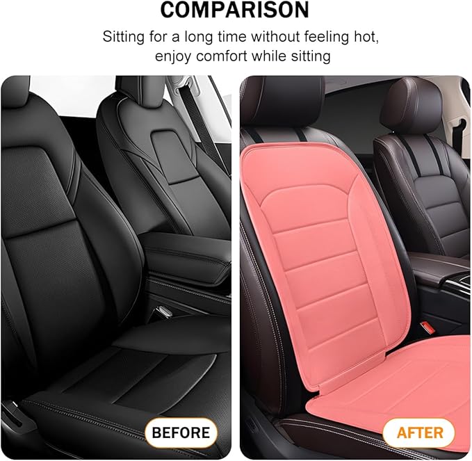 Car Seat Cushion, Leather Soft Breathable Non-Slip Vehicle Front Driver Seat Cover Pad, Comfortable Auto Interior Chair Protector Cushion, Universal for Truck SUV Sedan (Pink)