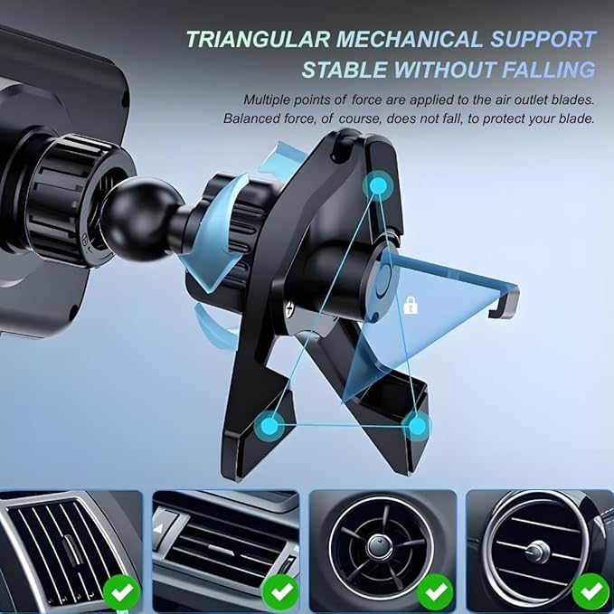 Smart 2-in-1 Auto-Rotating Phone Holder and Wireless Car Charger, Foldable Car Phone Mount for iPhone and Samsung, Cell Phone Automobile Charger with Car Vent Mount