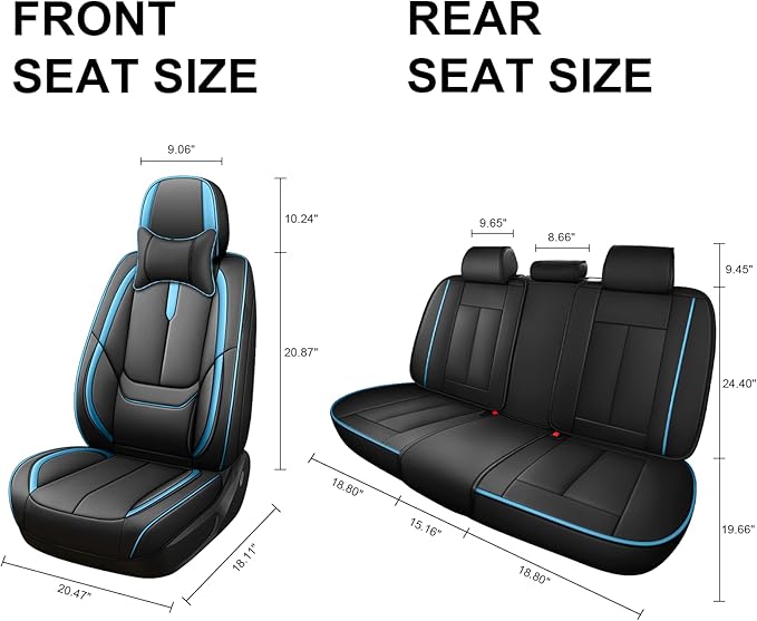 Fit for 98% of Mercedes Benz Car Seat Covers with Headrests, Premium Nappa Leather Seat Cover, Fully Wrapped Protect Modern Style Seat Cover (5-Seat Luxury, Black & Blue)