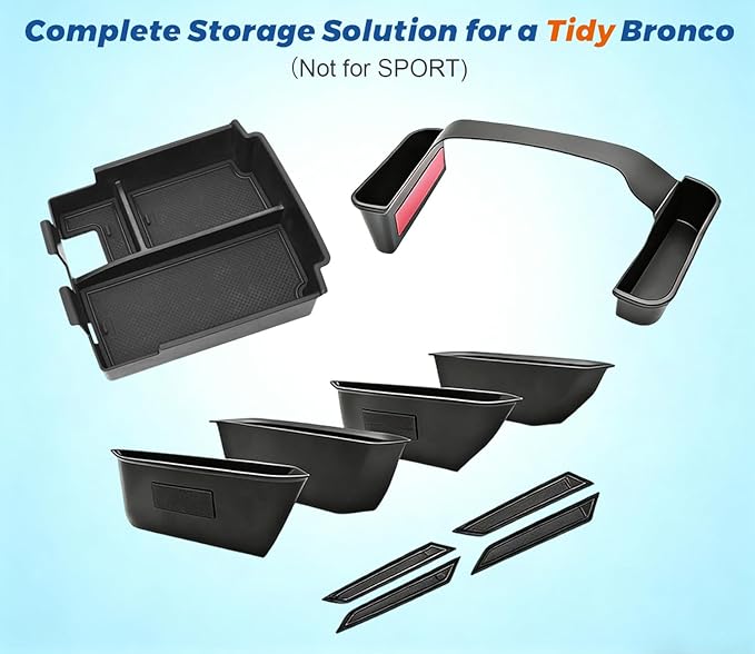 GZSH 3 PCS Trunk Organizers for 2025 Ford Bronco 4 Doors Automatic Transmission ONLY with Center Console Organizer, Door Handle Storage, Gear Shift Organzier (Not for Sport&2Door)