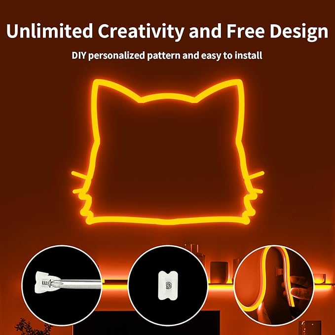 iNextStation 12V Orange LED Strip Lights 16.4FT, Flexible Silicone Neon Rope Light with Power Adapter, Waterproof, Cuttable, Dimmable & Linkable, LED Lights Strip for Bedroom, Kitchen(with Plug)