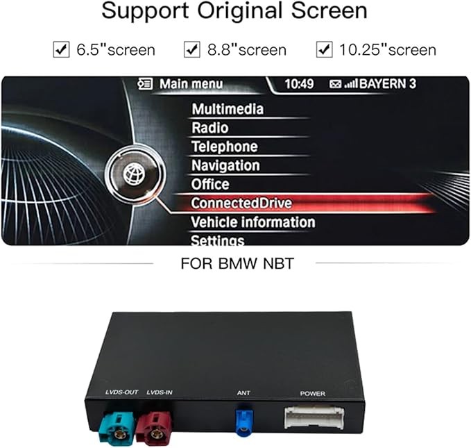 Wireless CarPlay/Android Auto Adapter for BMW NBT 3/4/5/6/7 Series X1/X3/X4/X5/X6 (2012-2016), Carplay Retrofit Decoder Module, Supports OEM Controls, Airplay Mirror Link, Navigation, Reverse Camera
