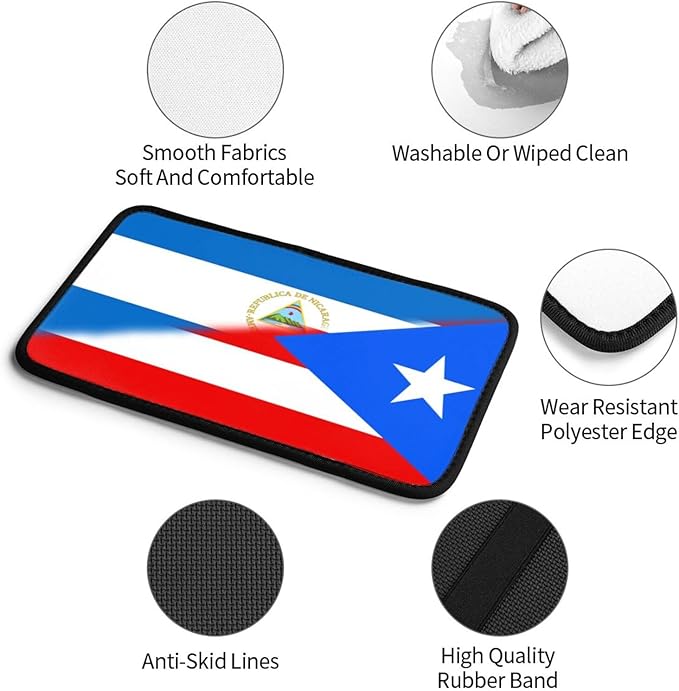 Puerto Rico Nicaragua Nicaraguan Flag Auto Center Console Armrest Cover Car Handrail Box Cushion Pad Mat Universal Fit Most Vehicle Sedan Truck SUV Soft Comfort Decor Accessories