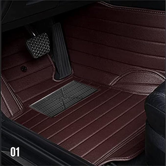Custom Making Car Floor Mats for 98% Sedan SUV Sports Car Full Coverage Cute Pads Protection Non-Slip Leather Floor Liners (Black+Purple Side)