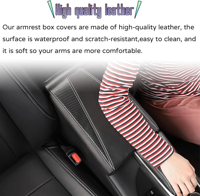 Custom Interior Accessories for Lexus RX 350 350L 450h 2015 2016 2017-2022 PU Leather Center Console Armrest Box Cover Armrest Cushion Central Armrest Protector Pad(Black with White Stitching)