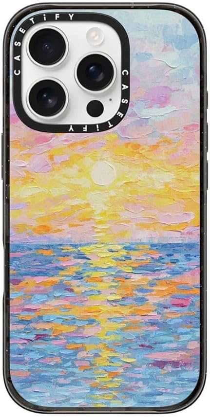 CASETiFY Impact Case for iPhone 16 Pro [Slim / 8.2 ft. 4X Military Grade Drop Protection/Compatible with Magsafe] - Frosted Sunset - Clear Black
