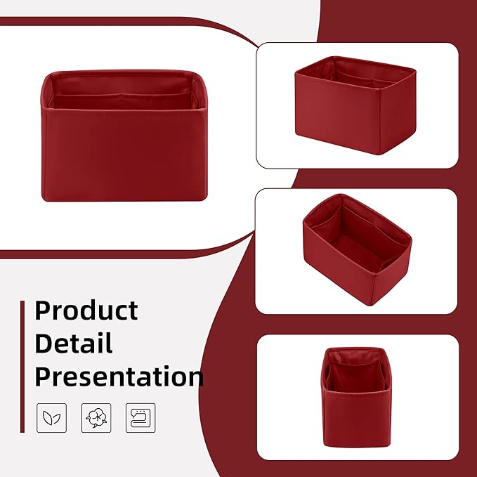 DGAZ Silk Purse Organizer Insert Fits LV Speedy 16/20/25/30/35/45 bags，Silky Smooth Bag Organizer，Luxury Handbag & Tote Shaper（Wine Red，SP25）