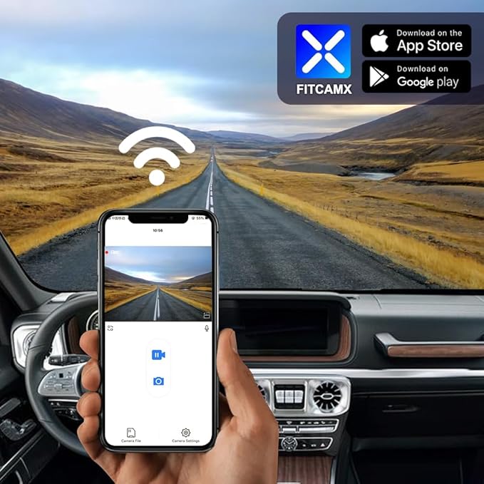 Fitcamx 4K Dash Cam Suitable for Mercedes-Benz G-Class 2019-2024 G550 (HD2-6166, with 10 Vents) W463, OEM Look, UHD 2160P Video, Loop Recording, Built-in WiFi & APP, G-Sensor, Plug & Play, 64GB Card