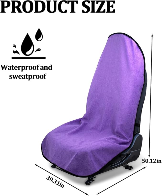 Car Towel Seat Cover, Performance Microfiber Washable Non Slip Vehicle Front Seat Covers, Sweatproof Automotive Interior Chair Protectors, Universal for SUV Automobile Truck (Purple)