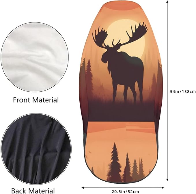 Delerain Car Seat Covers Set 2Pcs, Fall Sunset Wild Moose Universal Front Car Seats Vehicle Enterior Protector Suitable Fits Most Car Auto SUV Sedan Truck