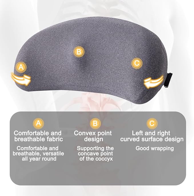 Mandark Car Seat Cushion, Memory Foam Vehicle Driver Seat Pad for Back & Sciatica Pain Relief, Comfortable Lumbar Pillow for Driving, Office Chair, Wheelchair, Universal for SUV, Truck, RV (Gray)