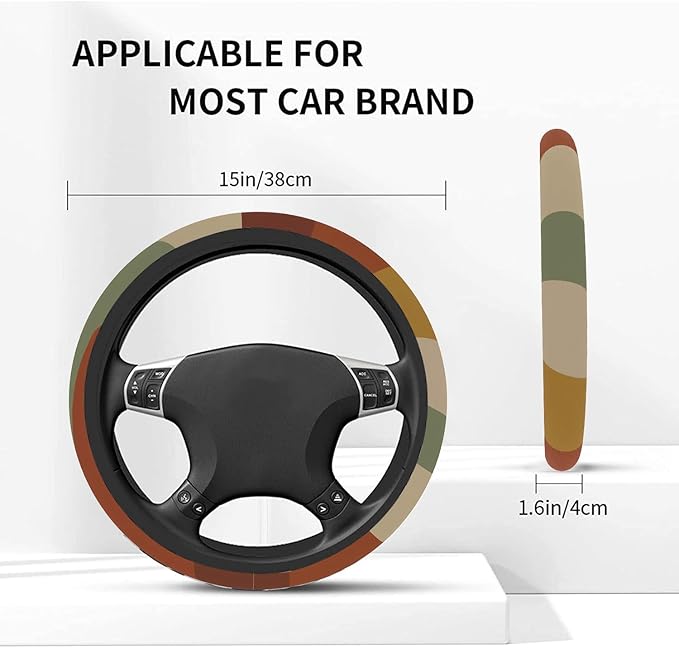 Car Steering Wheel Cover for Women Men, Non-Slip Sun Rays Bending Steering Wheel Protector, Universal 14"-15" Fit for Cars, SUVs, Trucks (Sun Rays Bending)