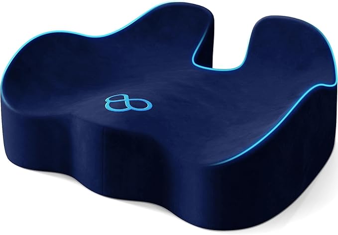Seat Cushion with Carry Handle, Memory Foam for Tailbone/Sciatica Easing, Chair Cushions for Cars, Desks, Office Chair Cushion with Non-Slip Design, Ideal for Post-Surgery Recovery (Blue)