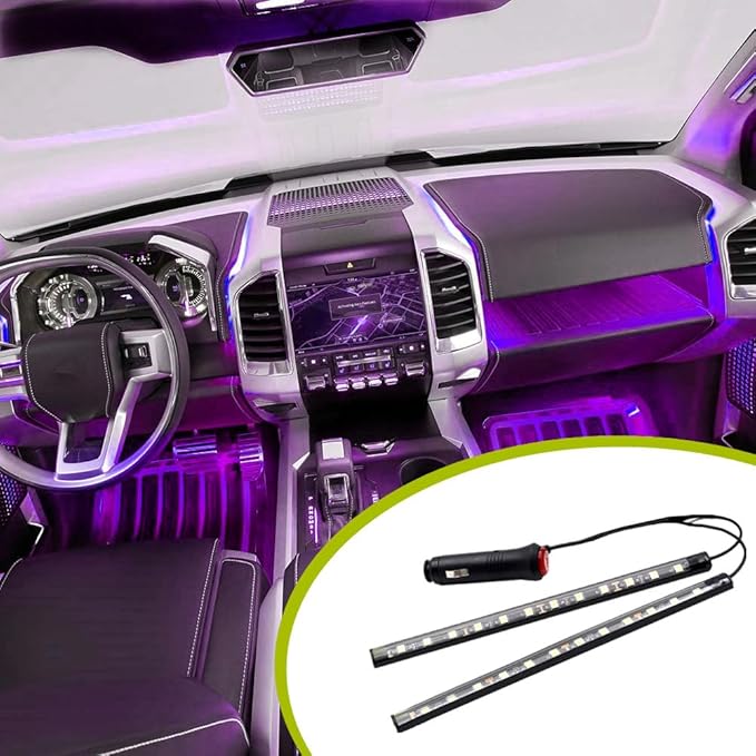 LED Interior Lights DC 12V Seat Ambient Light Cigarette Lighter, Car Uncer Dash LED Light Strip DRL Daylight Strip Car Atmosphere Lights-2 splitters in1 Pink