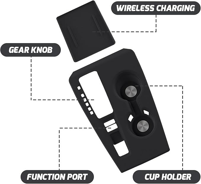 Silicone Car Gear Shift Panel Cover for Honda Civic 2022-2025 CVT Accessories Center Console Wireless Charging Pad Black Anti-Scratch Cup Holder Protector(Not for Hatchback e:HEV Hybrid)