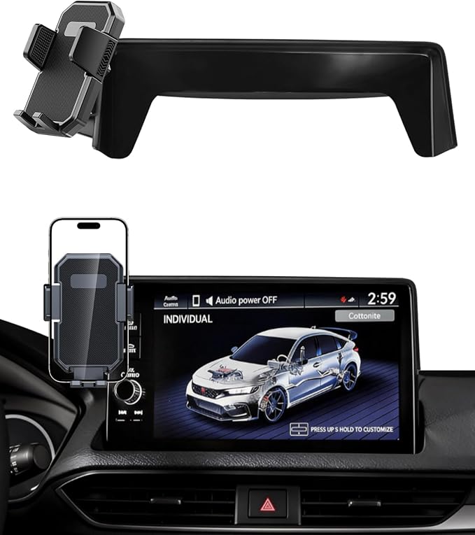 PZK Car Phone Mount for Honda Civic 2022-2025 2026 /Acura Integra 2023-2025 LX/EX/EX-L/Sport/Sport Hybrid/Touring/Si/Type R for 7/9-Inch Screen 360° Rotation Auto Lock Phone Holder with Storage Box