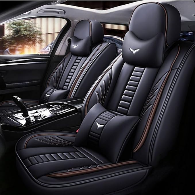 for Toyota CHR Seat Covers 2018-2026, Full Coverage Customized Car Seat Covers, Premium Leather Waterproof Stain-Resistant Easy to Install (Luxury 2 Seats, Black&Coffee)