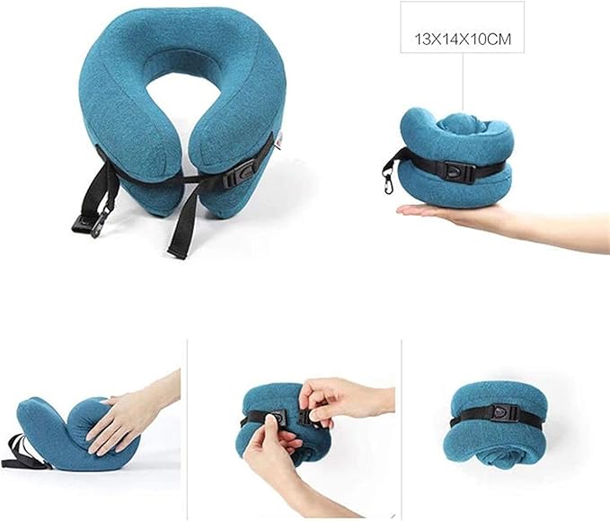 Neck Pillow Sleep Kit - 100% Memory Foam Travel Pillow, Compact Carry Bag, U-Shaped Airplane Car Flight Pillow, Breathable and Comfortable 360-Degree Head Support (Color : White)