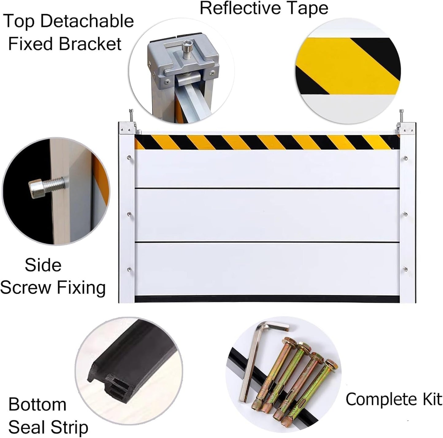 Reusable Heavy Duty Aluminum Flood Barriers for Home Exterior, Flood Protection Barriers Water Barrier Door Quick Detachable Garage Doors Detachable Mobile Rain Water Baffle ( H 47.2 inch L 15.5FT)