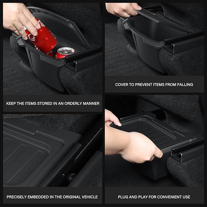 Rear Center Console Floor Storage Box for Tesla Model Y Juniper 2025 2026 Rear Center Console Organizer - 2nd Row Seat Organizer Bin for Model Y Juniper Accessorie