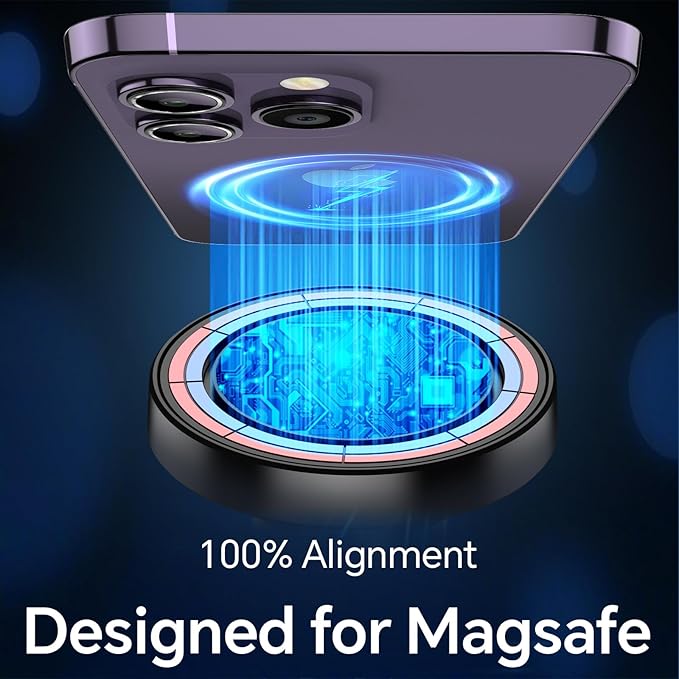 Coolpow for Magsafe Wireless Car Charger Magnetic Wireless Charging Phone Holder with 20mm Ball Mount【Super Magnet】 Magnetic Ball Mount Adapter 20mm Ball Joint Compatible with Bulletpoint Mounting