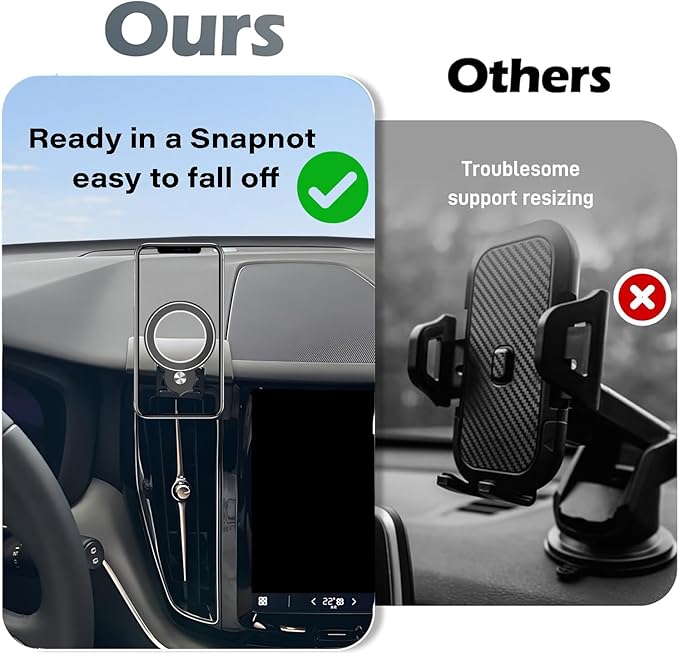 Magnetism Car Phone Holder for Volvo XC60 2018-2025 Accessories Compatible with MagSafe Hands-Free 360 Degree Rotation Adjustable Cell Phone Mount Does Not Affect Air Vent