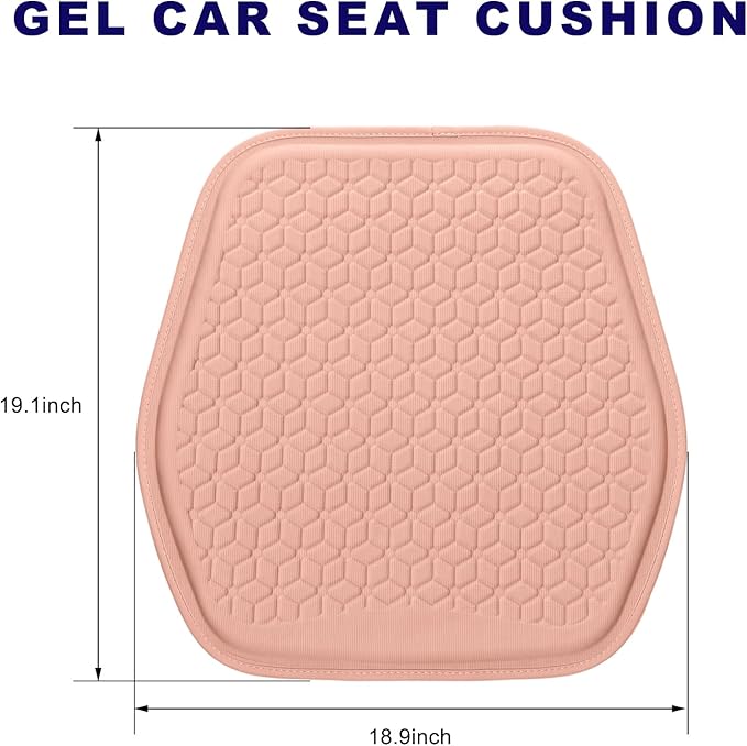 Gel Car Seat Cushion, Non-Slip Breathable Automotive Front Seat Bottom Cushion Pad, Comfortable & Cooling Seats Cover Interior Mat for Sedans SUVs Trucks, Car Accessories (Pink)