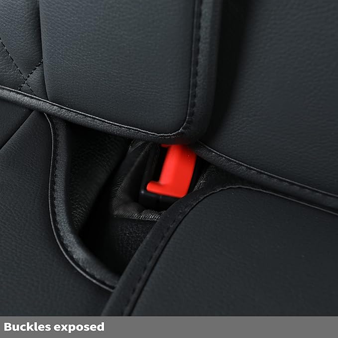 Leatherette Car Back Seat Covers, Universal Fit for Most Cars, SUV, Sedans and Pick-up Trucks, Black/Red