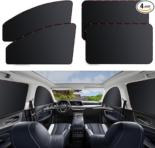 ZATOOTO 4 Pack Car Privacy Curtains, Full Blackout Car Window Shades, Universal Fit for Most Cars, Great for Travel, Camp, Privacy